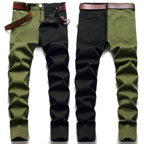 Men's Clothing New Stretch Jeans Men's Foreign Trade Hot Style Men's Pants Men's Trousers Splicing Two Color_mkmklike.com