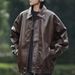 Loom European And American Street Fashion Loose Motorcycle Men's Trendy Cool High-end Pilot PU Leather Jacket Coat_mkmklike.com