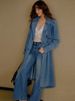 K Women's Elegant Waist Belt Denim Trench Coat; Fashionable Long Coat._mkmklike.com