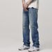 Washed Ripped Jeans For Men American Street Style Vibe Straight Loose Fit Frayed Versatile Long Pants_mkmklike.com