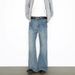 Men's Clothing Slim Fit Flared Jeans For Men Style Cleanfit Blue Denim Pants With Lightning Crack Pattern Long Trousers_mkmklike.com