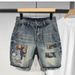 Men's Clothing Patch Embroidered Denim Shorts Handsome High Street Retro Casual Fashion American Summer_mkmklike.com