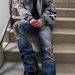 Men's Destroyed Washed Denim Jeans - Distressed Rust & Mud Dye Bootcut Pants For Streetwear Oxidized Rust Effects_mkmklike.com