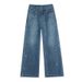 High-Waisted Wide Leg Jeans For Women Rhinestone Embellished Loose Fit Straight Leg Stylish Design Petite Fit New Spring_mkmklike.com