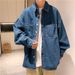 Northfold Men's Denim Long Sleeve Solid Color Autumn Korean Trendy Simple Shirt Hong Kong Style Loose Handsome Ins Jacket_mkmklike.com