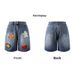 Men's Retro Cartoon Terry Cloth Embroidered Denim Shorts Summer Casual Loose Straight Wide Leg Five-Point Pants_mkmklike.com