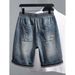 Men's Retro Drawstring Denim Shorts Loose Straight Leg Cargo Five Point Summer Trendy Clothing Factory Direct Sales_mkmklike.com