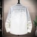 Men's Clothing Denim Jacket Men's Green Personality Large Letter Printing Teenagers Middle School Students Jacket_mkmklike.com