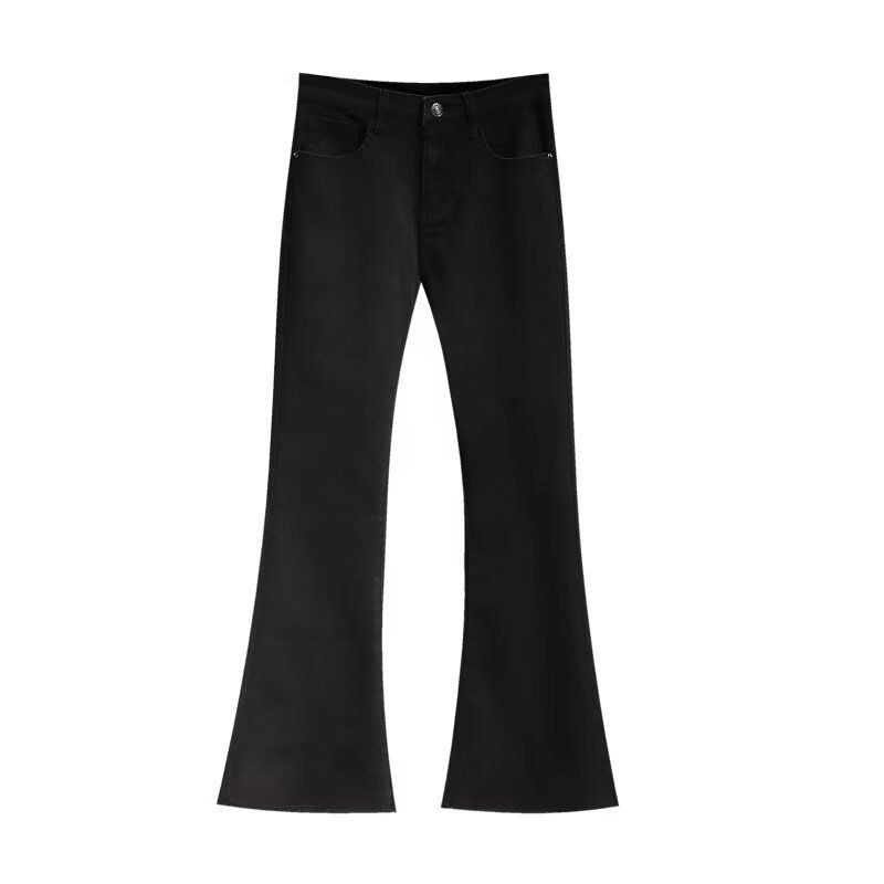 Retro High-Waisted Flared Jeans Slimming Summer Loose Casual Wide Leg Trousers with Drape And Stretch Blue mid Waist Long Pants_mkmklike.com