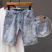 Men's Clothing New Denim Shorts Men's Trendy Brand Shorts Loose Straight Youth Mid Length Pants Personality Breeches Men_mkmklike.com