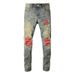 Men's Clothing American Street Denim Casual Trousers Men's Handsome Youth Blue Ripped Skinny Jeans 6552_mkmklike.com