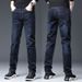 2025 New High-End Jeans, Men's Blue Black Business Slim Fit Straight Leg Elastic Casual Long Pants, Versatile And Trendy_mkmklike.com