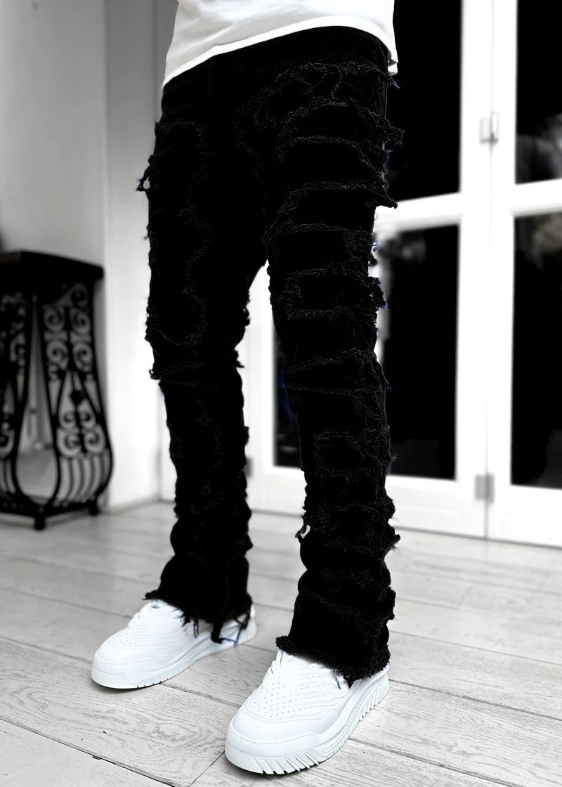 2025 Clothing Patch Multi Color Slim Fit Micro La Jeans Trendy Men's High Street Pants_mkmklike.com