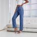 Y2K Women's Cross Waist Baggy Straight Leg Jeans Frayed Hem Denim Pants Retro Style Fashionable Casual Trousers_mkmklike.com