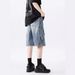Men's Clothing Ripped Denim Shorts Washed High Street Vibe Loose Casual Shorts_mkmklike.com