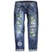 Women's Clothing Slim Fit Printed Denim Trousers For Women Fashionable_mkmklike.com