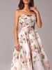 Women's Strapless Sleeveless Printed Hem Dress New Style_mkmklike.com