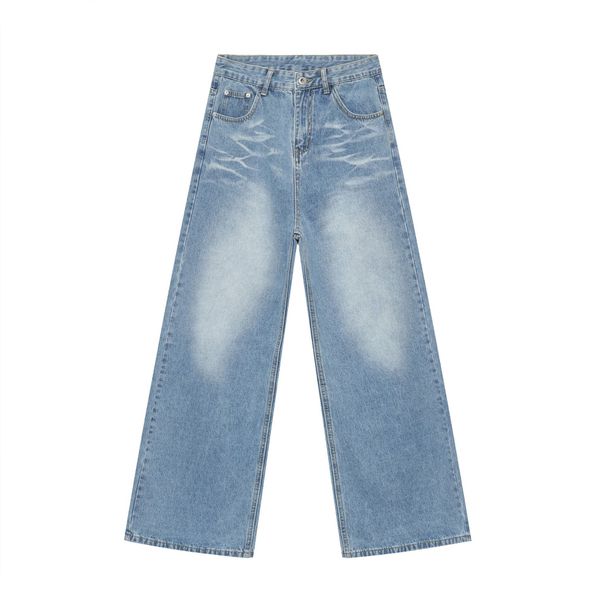 Men's Clothing Loose Straight Jeans Men's Personalized Cat Whisker Design High End Trendy Pants_mkmklike.com