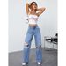 Women's Draped Denim Jeans Cross Border Foreign Trade Factory Direct Sales Retro Ripped Wide Leg Floor Length Trousers_mkmklike.com