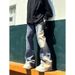 Nordmann American Style Men's Jeans With Design Sense, Patchwork Straight Pants, High Street Trendy Brand, Versatile, Cool And_mkmklike.com