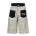 Men's Patchwork Denim Shorts, Leopard Print Applique Cargo Pockets, Loose Fit 7/10 Length Casual Streetwear Summer Pants_mkmklike.com