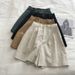 Women's Clothing Retro High Waist Slimming Linen Wide Leg Shorts Casual Suit _mkmklike.com