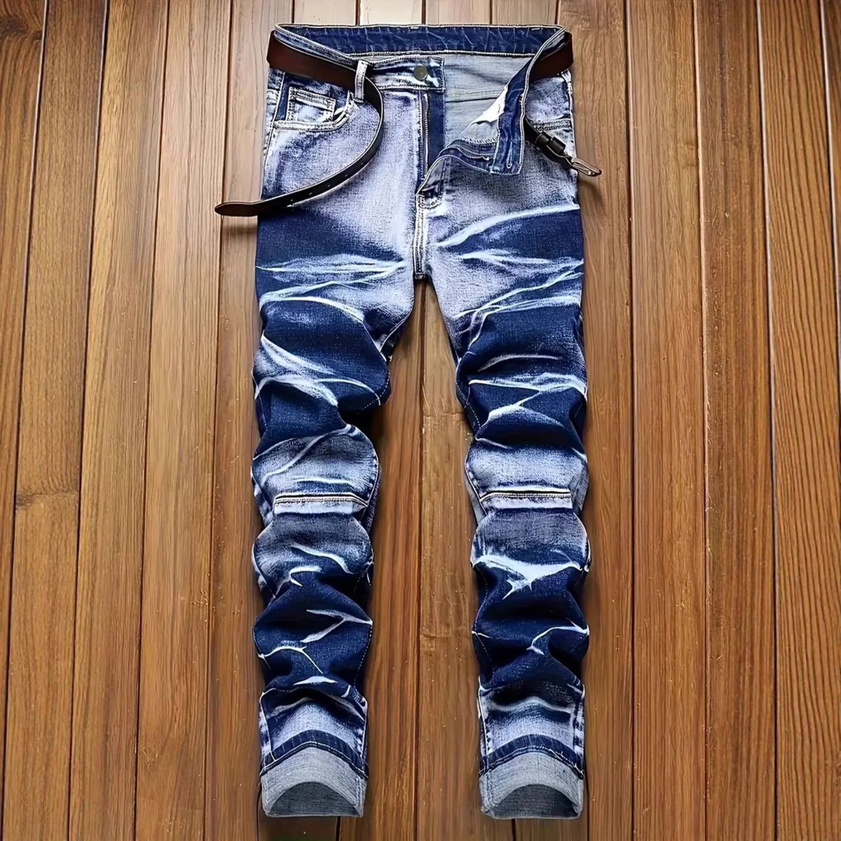 Men's Straight Leg Slim Fit Jeans Elastic Waist Patterned Crafted for All Seasons_mkmklike.com