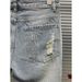 Men's Trendy Ripped Denim Shorts Thin Style Summer Casual Straight Leg Mid Length Five Point Riding Breeches_mkmklike.com