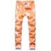 Men's Clothing Colorful Stretch Denim Casual Pants, Slim Fit, Printed, Split Bone Long Pants_mkmklike.com
