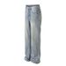 Men's Clothing Neutral High End Street Trend Water Wash Blue Cool Design Slim Men's Flared Casual Jeans_mkmklike.com