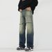 American High Street Workwear Men's Straight Wide Leg Jeans 2025 New Fashion Trend Ins Long Pants_mkmklike.com