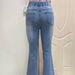 Women's Clothing Jeans Elastic Waist Stretch Washed Jeans Flared Pants_mkmklike.com