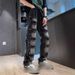 Retro Washed Distressed Patchwork Loose Straight Leg Jeans High Street Fashion Brand Men's Gradient Denim_mkmklike.com