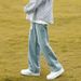 Washed Light Color Jeans Men 2024 Summer New Men's Straight Loose Wide-Leg Casual Pants For Teenagers_mkmklike.com
