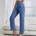 Women's Jeans Casual Wide Leg Pocketless Denim Plain Jeans Casual Wide Leg Denim Pants Trousers_mkmklike.com