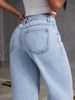 Women's High Street Ripped Straight Leg Jeans - Loose Fit Vintage Washed Denim Pants For Casual & Everyday Wear_mkmklike.com