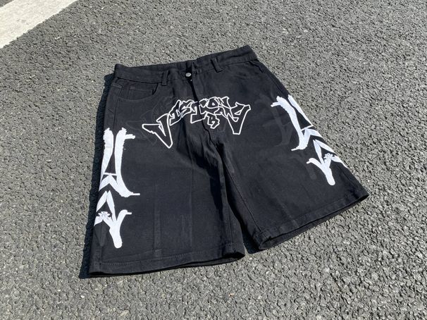 Men's Clothing Retro Washed Loose Shorts Personality Trend Pattern Street Straight Jeans Men_mkmklike.com