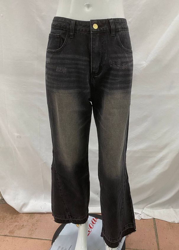 Men's Clothing Retro Washed Distressed Frayed Jeans For Men And Women Hip Hop Casual Street Loose Flared Pants_mkmklike.com