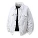 Men's Clothing Loose White Denim Jacket Men's Basic Simple Solid Color Versatile Cardigan Black Vibrato Autumn And Winter Thick Men's Jacket_mkmklike.com