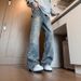Men's Jacquard Jeans High Street Style Vibe Washed Straight Leg Casual Loose Fit Flared Pants Trendy Cool_mkmklike.com