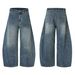 LKTM Men's Retro Patchwork Bamboo Pattern Jeans Trendy Wide Leg Pants For Men And Women Curved Design_mkmklike.com