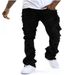 New Product 2025 European-Amecian Fashion Skinny Jeans Men's Cotton Mid Waist Splicing Trendy Tassel Elastic Micro Flared Stretch Denim Pants_mkmklike.com
