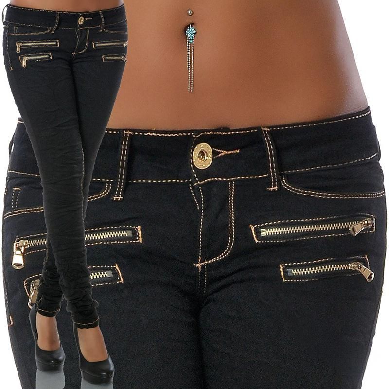 Women's Mid-Rise Stretch Skinny Jeans With Zip Detail & Wrinkle Effect - Comfortable Slim Fit Pencil Pants For Casual & Office Wear_mkmklike.com