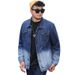 Gradually Change Color Denim Jacket Men's Fattening Plus Size Trend Washed Denim Jacket Men's Tide Xintang Denim Wholesale_mkmklike.com