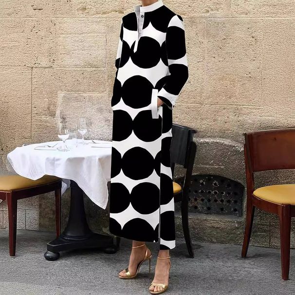 Women's printed long-sleeved dress_mkmklike.com