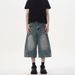 Vintage Washed Denim Shorts For Men & Women - Distressed Straight Leg Mid-Length Jeans With Deconstructed Hem_mkmklike.com