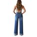 Clair 2025 Winter Cross-Border Hot-Selling Women's High-Waisted Stretch Straight-Leg Jeans With Loose Cuffs_mkmklike.com