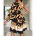 Women's Clothing Printed dress for women with sloping rotator sleeves tucked in_mkmklike.com