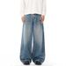 American High Street Washed Faded Loose Jeans For Men Cleanfit Pocket Design Cargo Wide Leg Pants_mkmklike.com