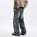 Vintage Washed Denim Jeans – Relaxed Wide-Leg Streetwear Pants With Distressed Details For Men_mkmklike.com